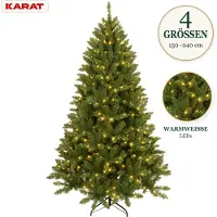 Floordirekt Albero di Natale artificiale sempreverde con luci LED – Abete con illuminazione bianco caldo, aspetto di abete denso, colore verde, altezza 240 cm