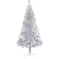 The Living Store Albero di Natale Artificiale con Piantana Argento 150 cm PET