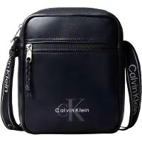 Calvin Klein Borsa a tracolla 'Monologo Webbing Strap' grigio / nero / bianco
