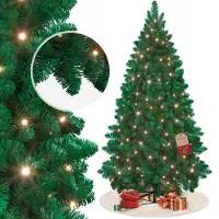 VA-Cerulean Albero di Natale artificiale , con illuminazione a LED bianco caldo – abete verde, altezza 150 cm, 368 punte, 150 LED, inclusi supporto e alimentatore