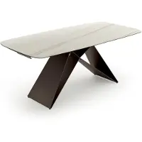 STONES Tavolo Allungabile Thanos X - Piano in Vetroceramica Marmo Calacatta Oro, Struttura Metallo Bronzo, 200-280x100 cm, Design Contemporaneo