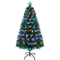 OEM Albero di Natale artificiale, altezza 120 cm, luci in fibra ottica multicolore, 125 punte in PVC