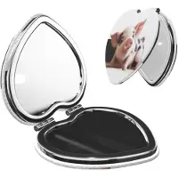 Merkloos Specchio da trucco pieghevole a forma di cuore con ingrandimento