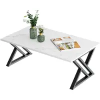 OEM Tavolino da caffè con struttura a forma di "X", aspetto marmorizzato, dimensioni 100x48x55 cm