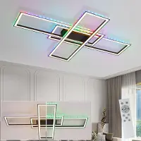 ZMH Lampada a soffitto LED RGB, 100 cm, 50W, dimmerabile con telecomando, cambio colore, ideale per camera da letto, soggiorno, cucina, corridoio, colore nero