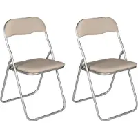 Dmora Sedia Pieghevole Antenore Beige, 2 Sedie Imbottito
