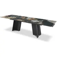 AEA Tavolo da pranzo allungabile elegante, con piano in marmo multicolore e struttura a doppio supporto