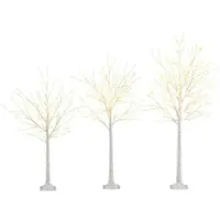 Costway Albero luminoso a LED set di 3, albero luminoso da 120/150/180 cm con luci bianche calde, albero LED per interni, rami luminosi, decorazione natalizia per la casa