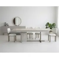 JVmoebel Set da pranzo: tavolo da pranzo con 4 sedie, consolle e specchio, stile moderno, marrone