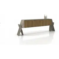 Xl Moebel Gmbh Set da ufficio elegante, in legno marrone, composto da scrivania e mobiletto laterale, ideale per lo studio