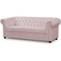 Xl Moebel Gmbh Divano componibile rosa chiaro per soggiorno, composto da 3+3+1 posti, con divani imbottiti e poltrona Chesterfield