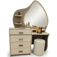 AEA Comò da trucco di alta qualità con specchio, design moderno, colore bianco, ideale per una camera da letto moderna