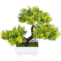 Markenlos Albero bonsai artificiale, color giallo, ideale per decorare giardino, tavolo e davanzale