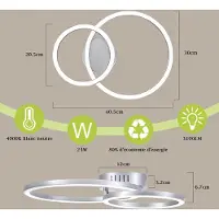 ZMH Lampada da soffitto a LED 40 cm, 23 W, per cucina e soggiorno, 4000 K, con 2 anelli, argento