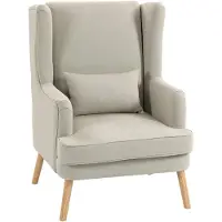 HOMCOM Poltrona con schienale alto, seduta ampia, cuscino lombare, color beige
