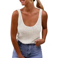 FEELNEEDY Canotta da donna, senza maniche, lavorata a maglia, casual, comoda canotta estiva per donne, ideale per tutti i giorni