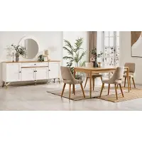 Xl Moebel Gmbh Elegante set da pranzo composto da tavolo, 4 sedie, credenza e specchio