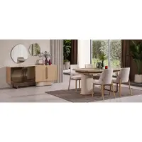 Xl Moebel Gmbh Set completo per sala da pranzo, composto da tavolo, 4 sedie, credenza e specchio