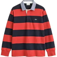 Gant per uomo. 2004083 Polo Heavy a righe con colletto in chambray rosso (XXL), Casual, Cotone, Manica lunga