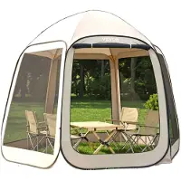 Vevor Tenda pop-up VEVOR, 330x280 cm, per 4-8 persone, con pareti laterali in rete, picchetti, sacca, ideale per giardino e attività all'aperto, color beige (senza tunnel di collegamento)