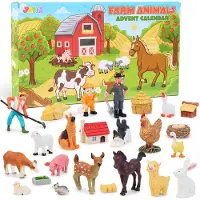 Joyin Calendario dell'Avvento 24 Pezzi Figure di Animali da Fattoria in Resina Calendario Countdown Natalizio con Mini Figure Giocattoli Fattoria
