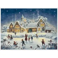 Richard Sellmer Verlag Calendario dell'Avvento Pattinaggio su Ghiaccio davanti al Villaggio Calendario dell'Avvento Nostalgico