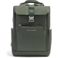 Piquadro Tebe Zaino da giorno Protezione RFID Vera Pelle 44 cm Vano porta PC verde