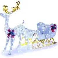 Costway LED renna con slitta, decorazione natalizia, figura natalizia di renna illuminata con 100 luci bianche fredde, illuminazione natalizia
