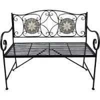 Axi Margot Panchina da giardino con mosaico e modello Star - Stile bistrot | Pancha da esterno in ferro con piastrelle in mosaico ceramico | Con schienale per 2 persone | 107 x 54 x 92 cm