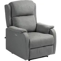 HOMCOM Poltrona Reclinabile con Poggiapiedi, in Tessuto Effetto Lino, Legno e Metallo, 77x91x106 cm, Grigio Scuro