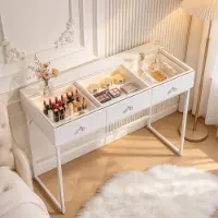 Vanitii Tavolino da trucco con illuminazione LED, 3 cassetti, bianco, 115 x 55 x 81 cm