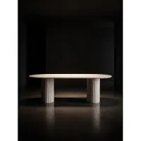 AEA Tavolo da pranzo moderno, beige, dal design elegante, ovale, per cucina, in legno