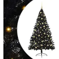 vidaXL Albero di Natale artificiale preilluminato nero 210 cm PVC