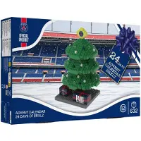 Foco Calendario dell'Avvento Ufficiale Licenziato Paris Saint-Germain FC BRXLZ Modello 3D Albero di Natale 24 Giorni