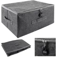 Markenlos Dailygoods - Contenitore di stoccaggio con serratura a combinazione - Contenitore con coperchio - Scatola pieghevole - Maniglie - Tessuto - 40 x 30 x 21 cm
