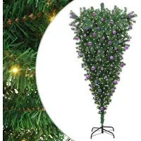 vidaXL Albero di Natale artificiale rovesciato con set di palline verde 210 cm PVC