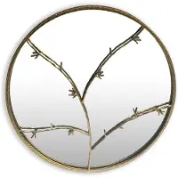 Merkloos Specchio da parete rotondo - 80 x 80 cm - Metallo con effetto foglia oro