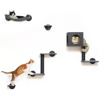 Dripio Set Katzenwand, composto da 5 elementi, in legno, con amaca, colore nero