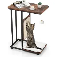 Dripio Tavolino multifunzione 4-in-1 con tiragraffi in sisal per gatti, dimensioni 50x30x64 cm, colore marrone