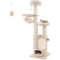 Dripio Albero per gatti grande, con casetta, 2 amache, rivestito in sisal e legno