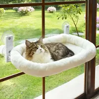 Dripio Sedia per gatti da finestra, con ventose, struttura in metallo, rivestimento morbido, taglia L