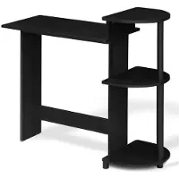 Dripio Scrivania per computer con 3 ripiani, in legno, finitura americana/nera, dimensioni 99,06 x 39,62 x 85,34 cm