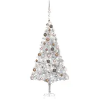 Syfax Albero di Natale Preilluminato con Palline Argento 180 cm PET