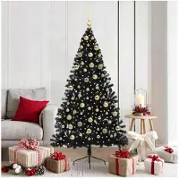 vidaXL Albero di Natale artificiale preilluminato nero 180 cm PVC