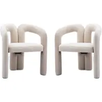 StarTech.com Sedie da pranzo - Poltrone a forma di fusto con braccioli - Set da 2 - Rivestimento in velluto beige - Imbottitura in schiuma - Struttura in legno