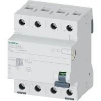 Siemens Interruttore differenziale , a 4 poli, tipo B+, selettivo, corrente nominale: 80 A, 300 mA, tensione nominale CA: 400 V 5SV36475KK14