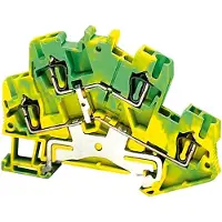 Schneider Electric Morsetto di messa a terra Linergy, 2,5 mm², a due livelli, 1x1, a molla, verde-giallo NSYTRR24DPE