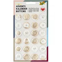 OEM Bottoni per calendario dell'Avvento, 24 pezzi, metallo, bianco/oro