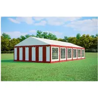 Ambitent Tendone per feste 6x12 m STANDARD PLUS – PVC 500 g/m² con trattamento ignifugo, tubi zincati Ø38 mm, fino a 150 persone - Rosso-bianco