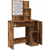 vidaXL Tavolino da toilette con LED effetto legno antico 86,5x35x136 cm